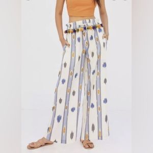 NWT Anthropologie Ollari Pom Pom Wide-Leg Pants